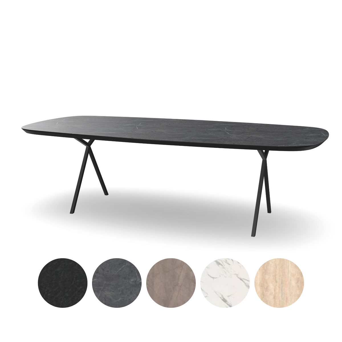 HPL Deens Ovale Eettafel met X-poten - slim