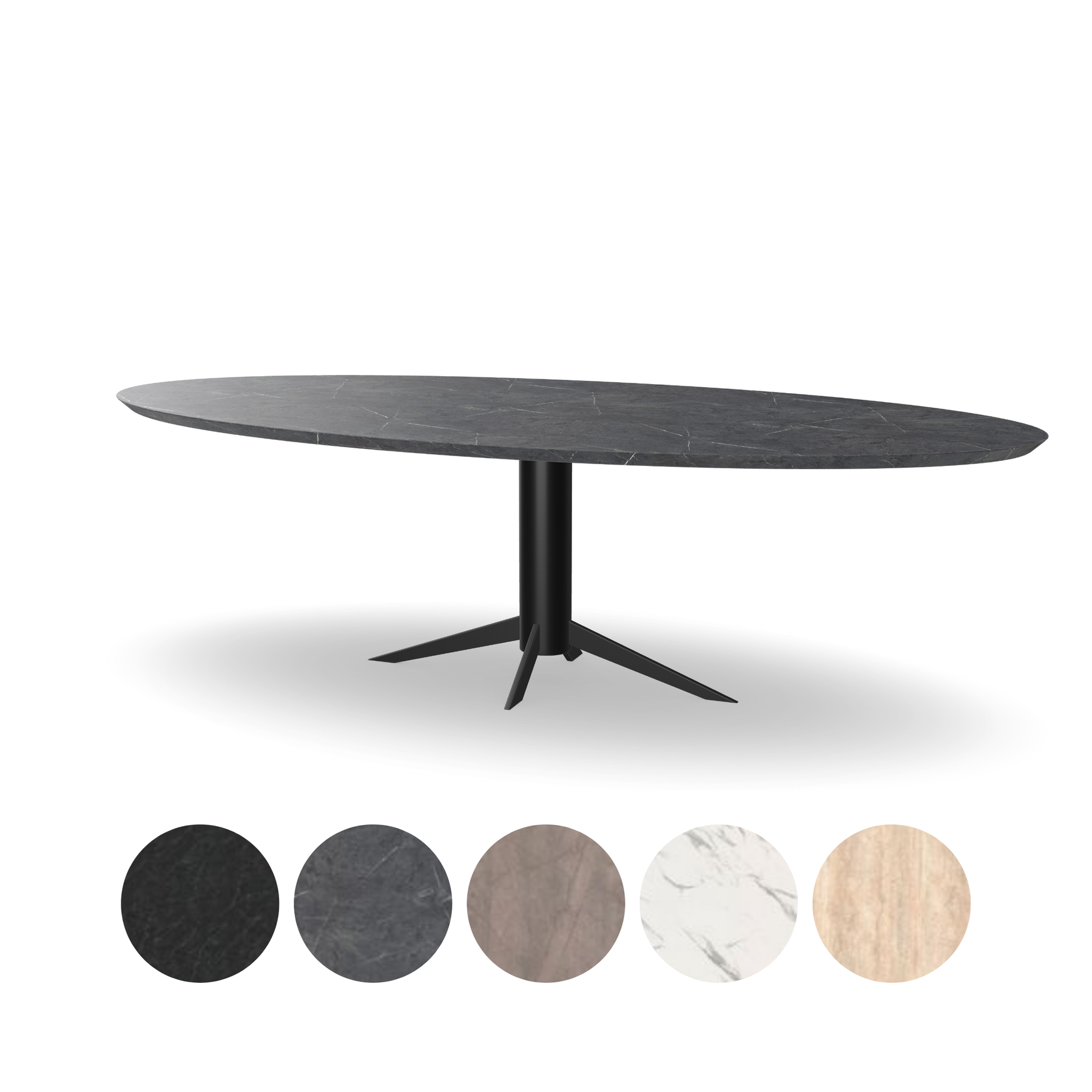 HPL Ovale Eettafel met Kolompoot - Spider